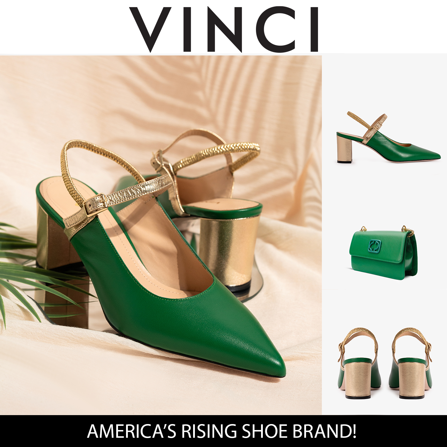The Pompei Green Leather Women Slingback Sandal