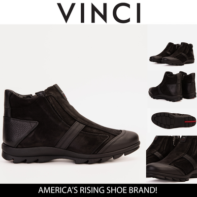 The Montreal Suede Black Leather Casual Zip-Up Ankle Men Boot