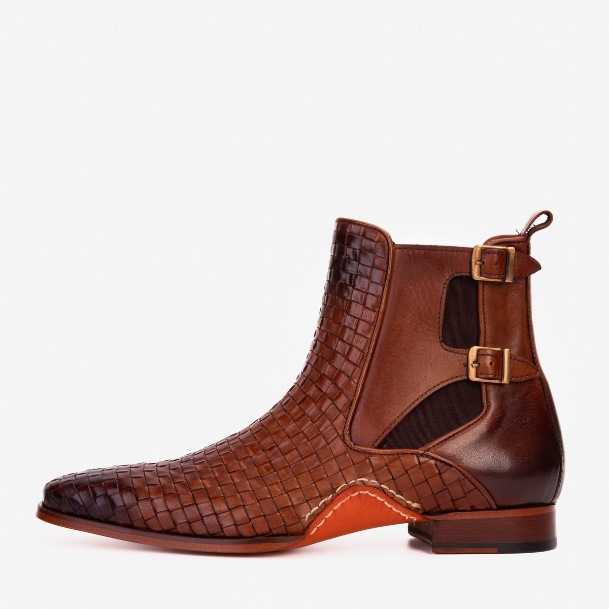 Vinci Leather The Rolls Boot Woven Tan Leather Double Monk Strap Handmade Men Shoe – product view 7