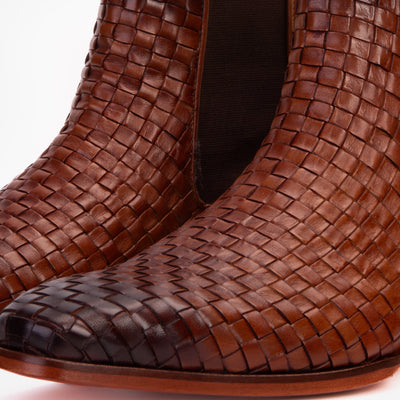 Vinci Leather The Rolls Boot Woven Tan Leather Double Monk Strap Handmade Men Shoe – product view 5