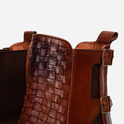 Vinci Leather The Rolls Boot Woven Tan Leather Double Monk Strap Handmade Men Shoe – product view 11