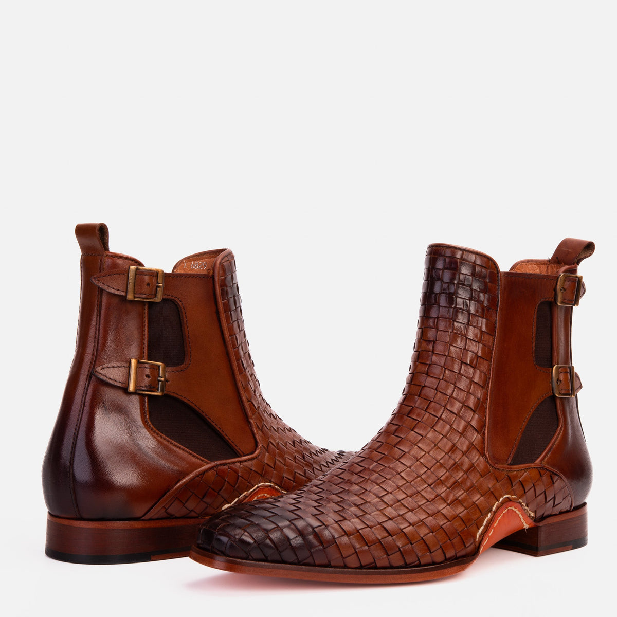 Vinci Leather The Rolls Boot Woven Tan Leather Double Monk Strap Handmade Men Shoe – product view 12