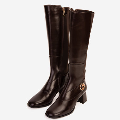 The Windsor Brown Leather Knee High Boot