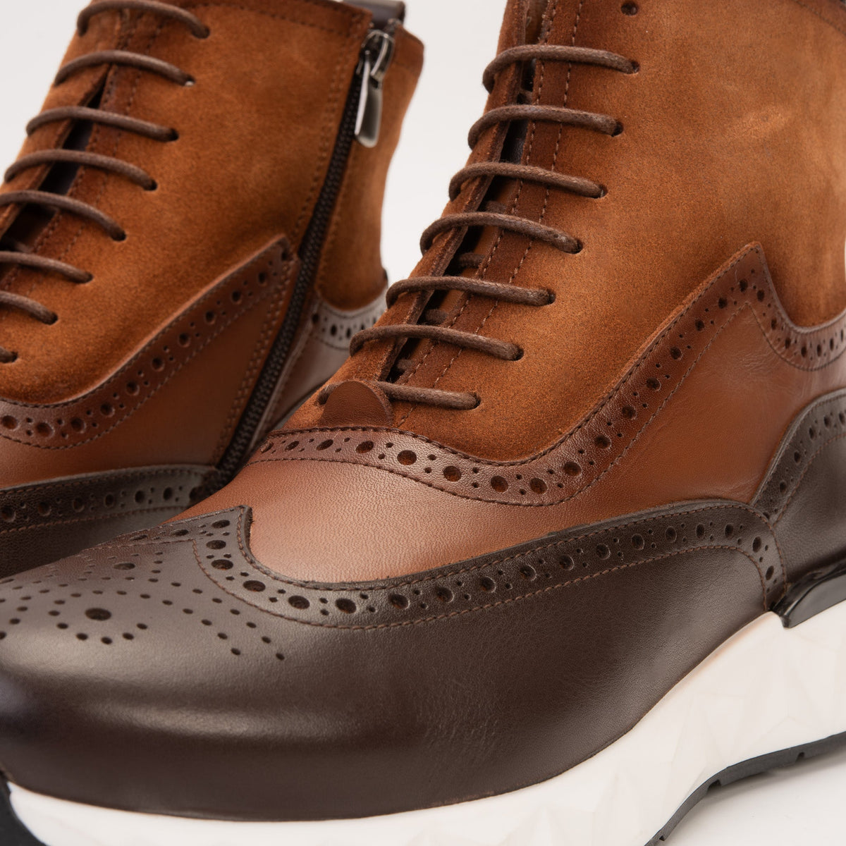 Vinci Leather The Regent Brown Leather Wingtip Brogue Men Casual Boot – top view