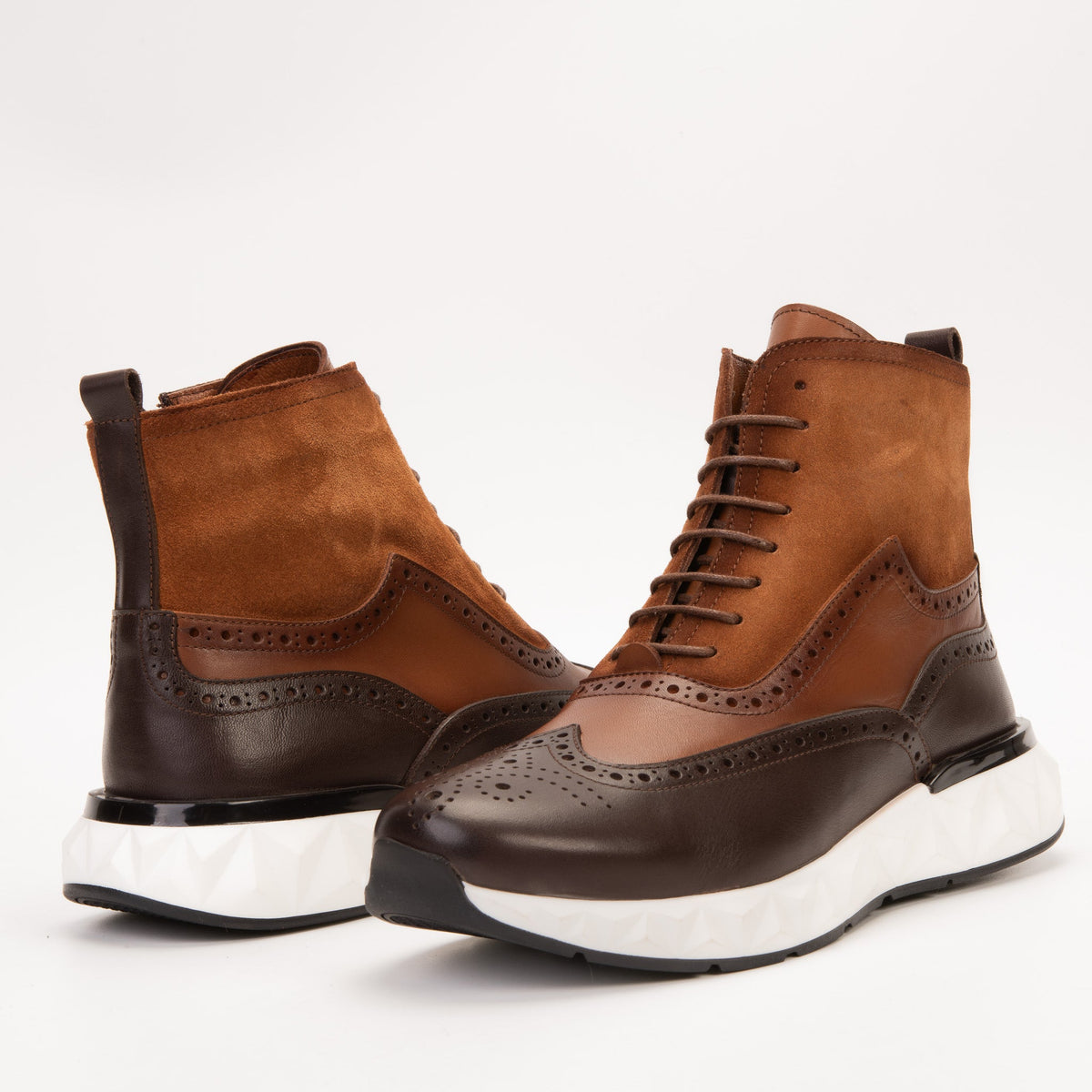 Vinci Leather The Regent Brown Leather Wingtip Brogue Men Casual Boot – top view