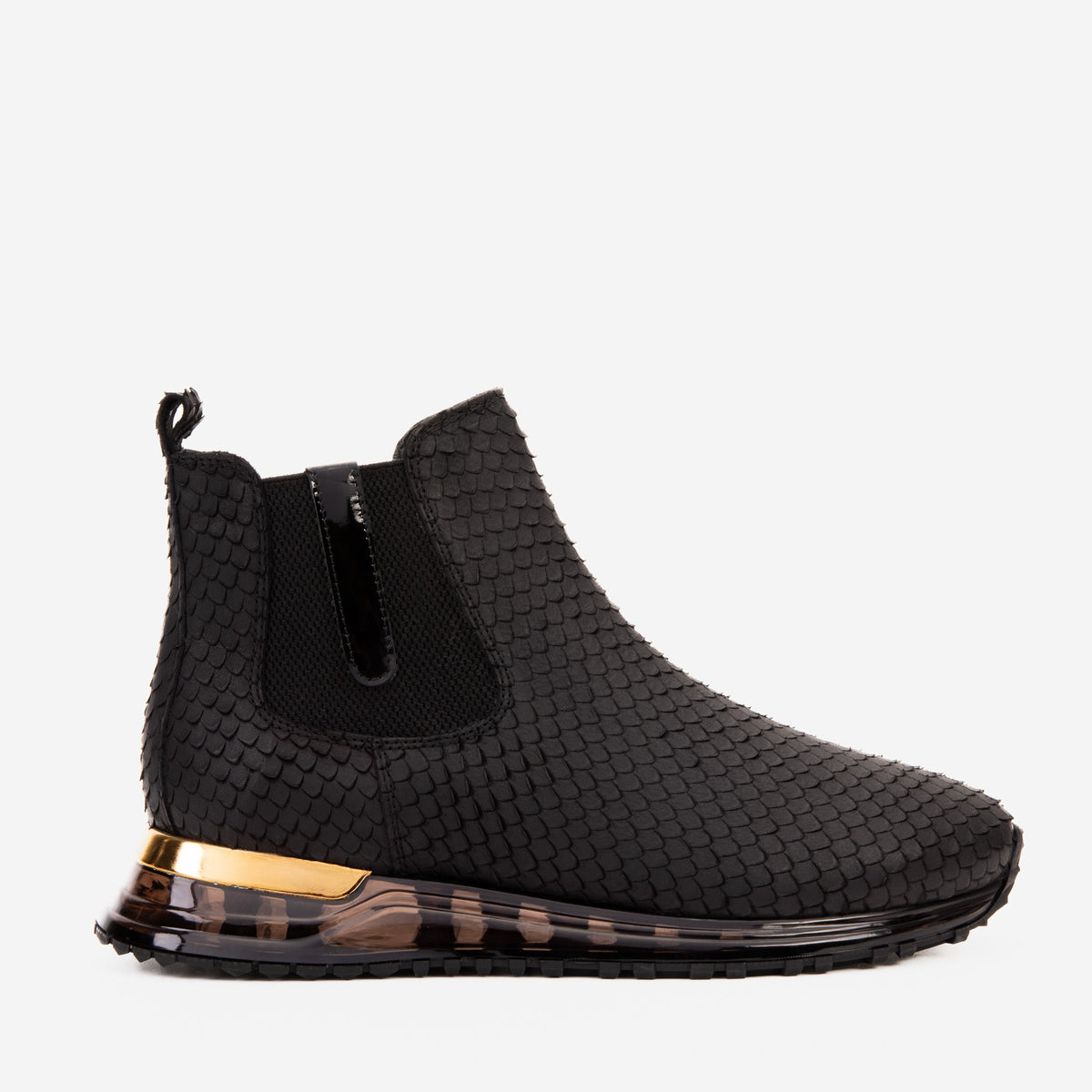 Vinci Leather The Panther Black Leather Men Chelsea Boot – top view