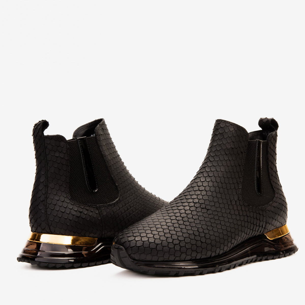 Vinci Leather The Panther Black Leather Men Chelsea Boot – top view