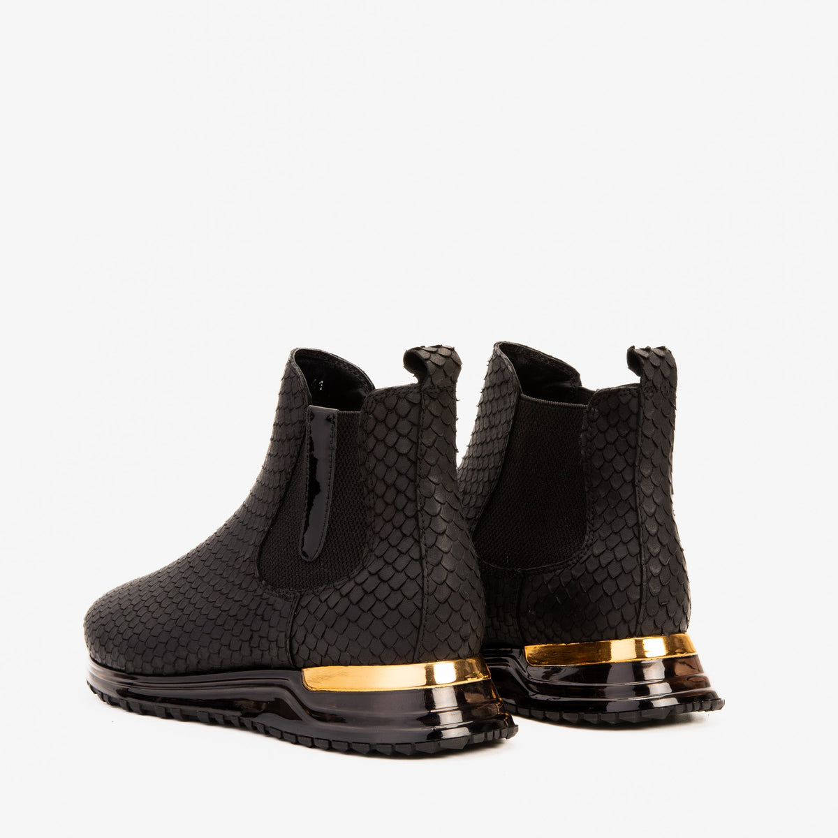 Vinci Leather The Panther Black Leather Men Chelsea Boot – top view