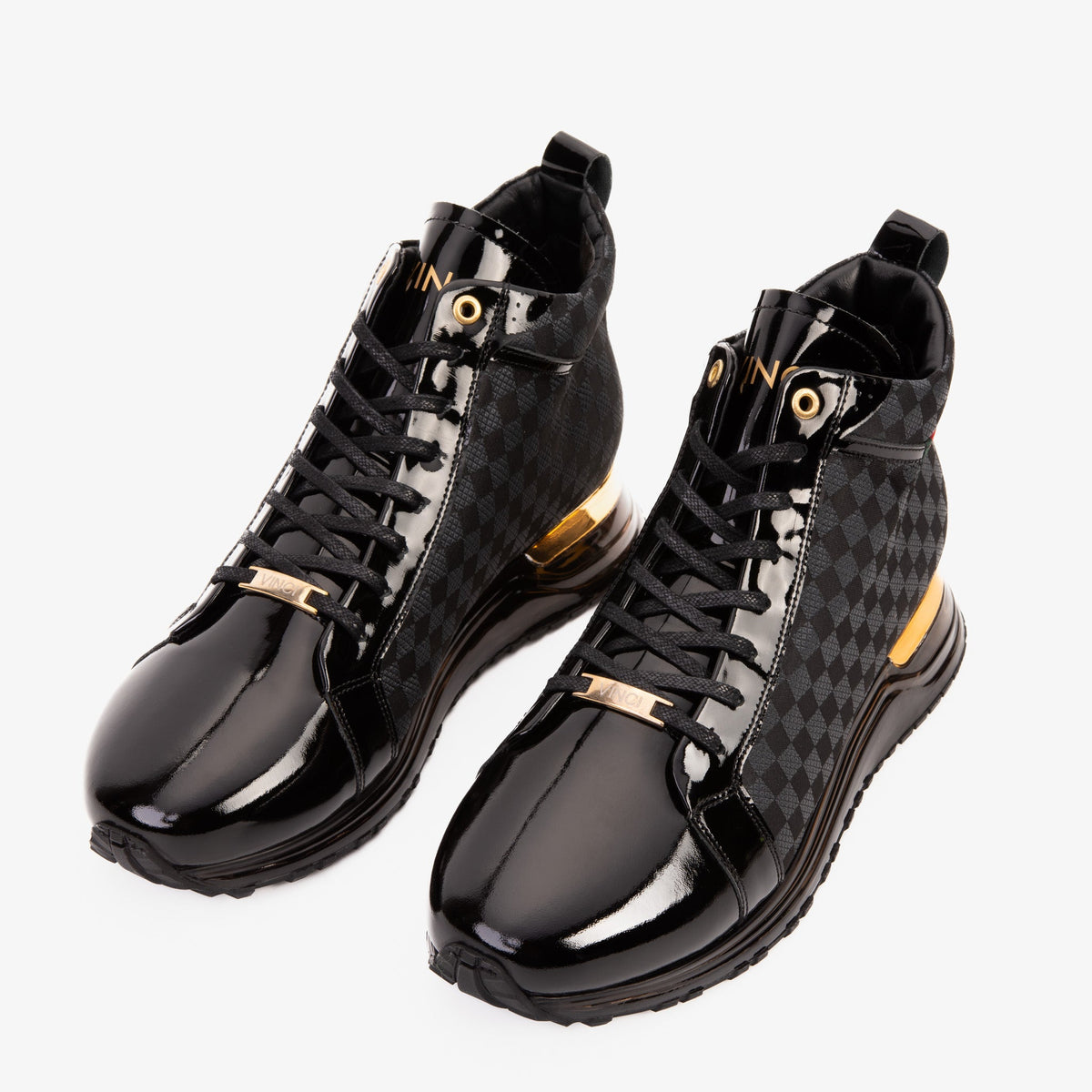 Vinci Leather The Monte Carlo Black High-Top Men Sneaker Limited Edition – top view