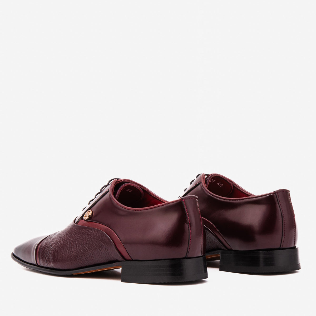 Vinci Leather The Rockwell Handmade Burgundy Leather Cap Toe Oxford Men Shoe – product view 4