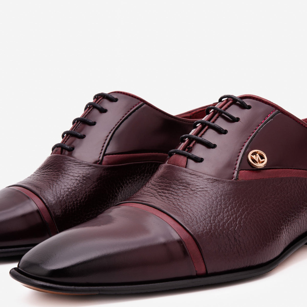 Vinci Leather The Rockwell Handmade Burgundy Leather Cap Toe Oxford Men Shoe – product view 7