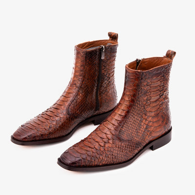 The Boss Tan Pythn Snk Zip-Up Leather Men Boot Limited Edition