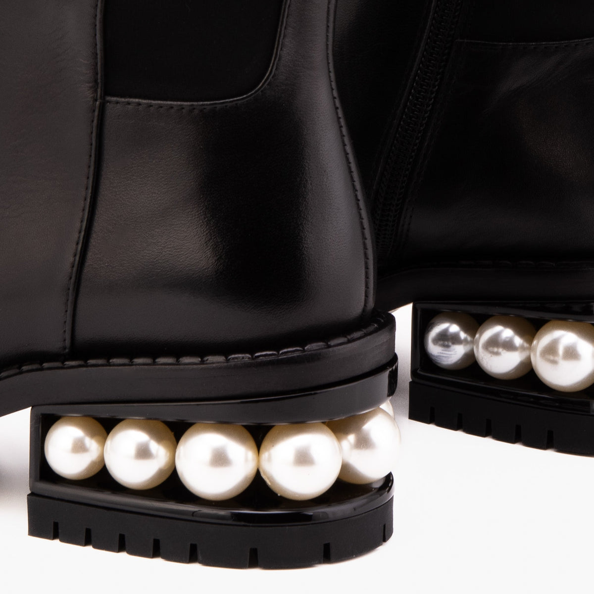 Vinci Leather The Valeria Pearl Heel Knee-High Women Black Leather Boot – product view 4